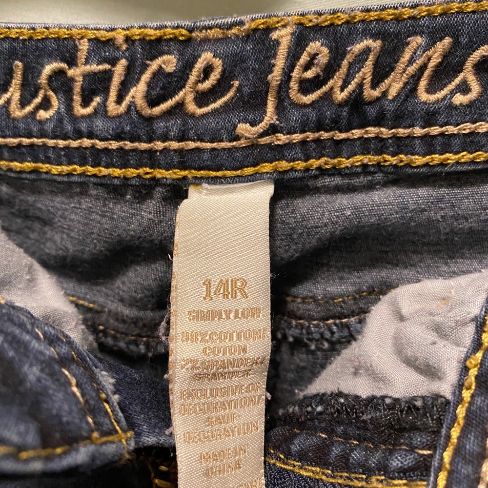 Justice dark blue jeans size 14R skinny - Picture 3 of 6